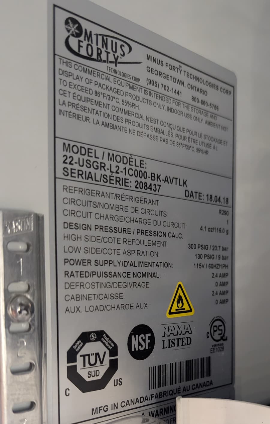 Minus Forty 22-USGR-L2 30" One Section Glass Door Merchandiser- Refrigerator