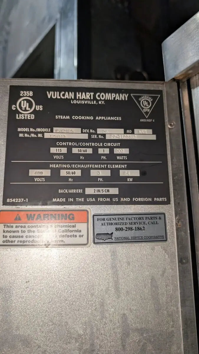 Vulcan VSX24E5 Electric Convection Steamer (10-Pan, Dual Compartment)