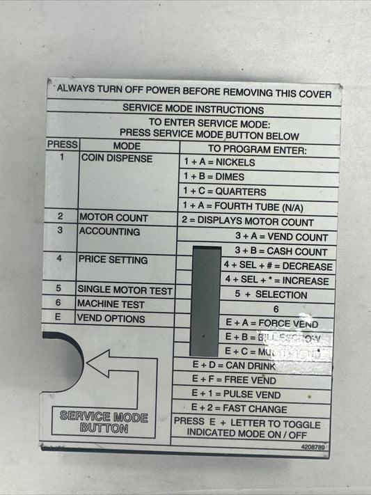 Usi 3129 Vending Machine Control Board Cover