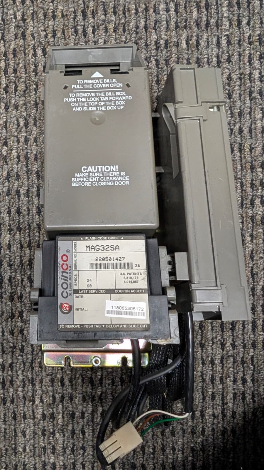 $1 $5 $10 $20s Coinco MAG32SA Bill Acceptor 24Volt