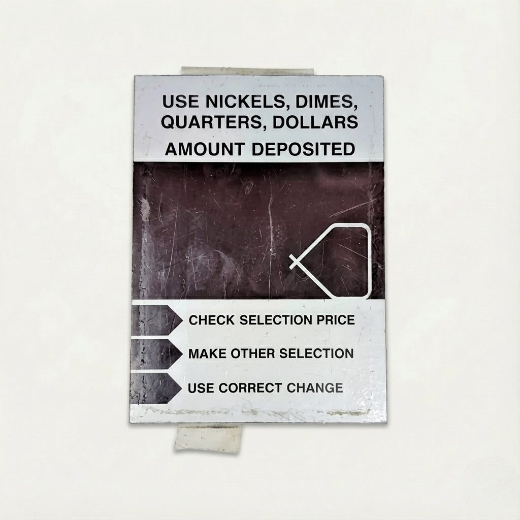 VE680A- LABELS, INSTRUCTION PLEXI "USE DOLLARS" FOR AP 7000