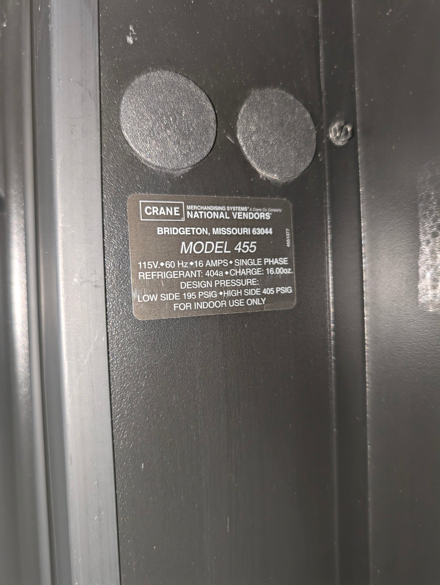REFURBISHED CRANE NATIONAL 455 FROZEN FOOD VENDING MACHINE