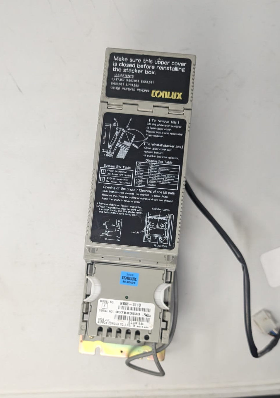 Conlux NBM – 3110 Bill Validator MDB 24v – Accepts $1 & 5